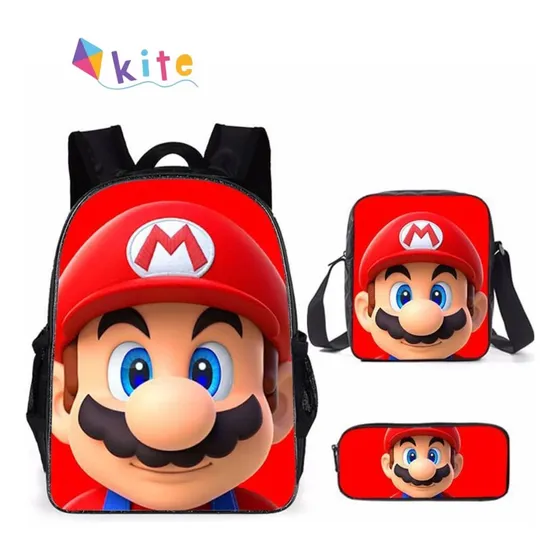 Set Escolar Importado Morral,cartuchera  Lonchera Mario Bros
