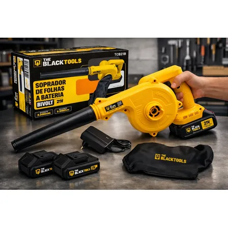 Soprador De Folhas Portátil Sem Fio 21v Com 2 Baterias Amarelo 127/220v