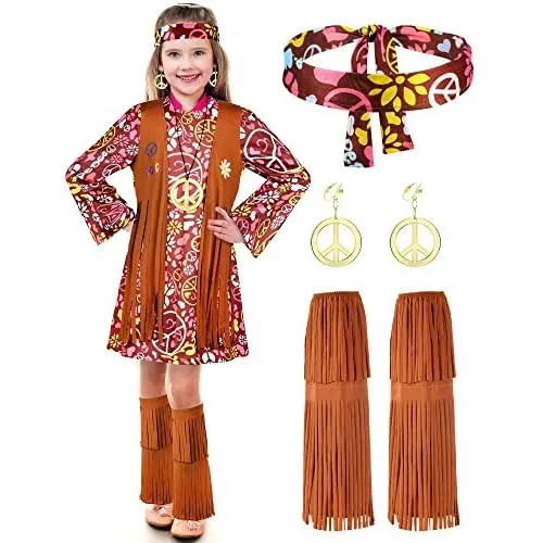 Satinior Niños Hippie Costume Set Para Niñas Hippie T9r3d