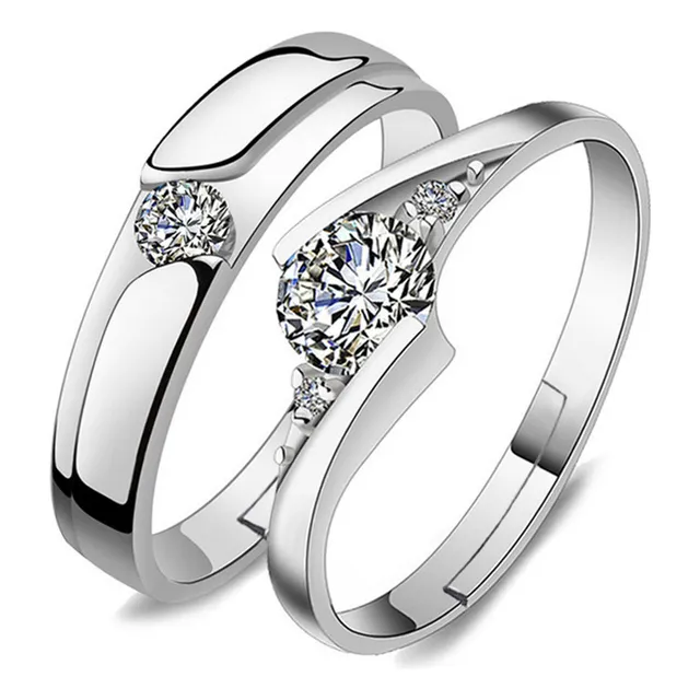 2pcs/set Anillo De Pareja Open Heart