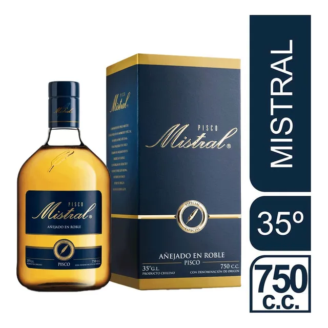 Licor Pisco Mistral Especial 35° 750ml Roble Americano