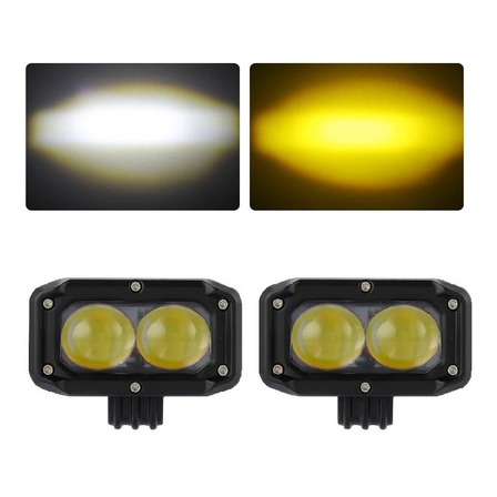 Par De Faros Led De Lupa Blanco/amarillo Doble Color Par De Faros Led De Lupa Blanco/amarillo Doble Color