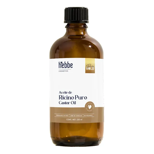 Aceite De Ricino Castor Oil Natural Puro Y Orgánico Uso Capilar Y Facial Fortaleciminento De Cabello Pestañas Cejas Y Barba Hebbe Cosmetics & Ludika 250 ml
