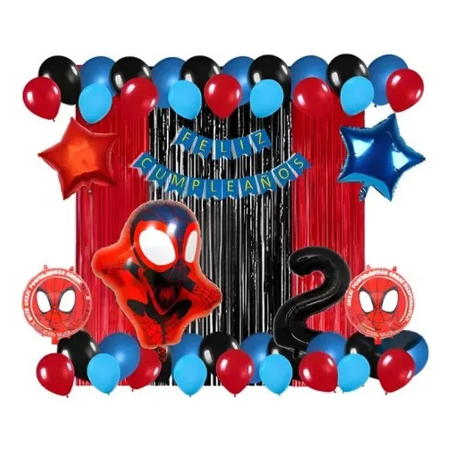 Decoración Spidey Spiderman  + Número Para Cumpleaños