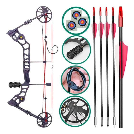 Arco E Flecha Composto Dual Cam X8-8 Vixion 30-70 Lbs (x) Preto Destro