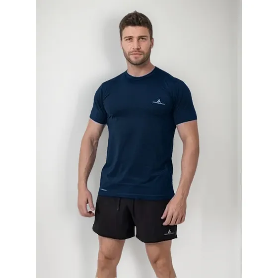 Remera Deportiva Hombre Microperforada Azul Marino - Rehodry