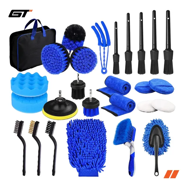  Kit Detailing Limpieza Brocha Cepillo Taladro Lavado Auto