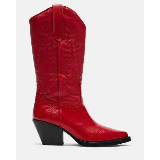 Botas Vaqueras Steve Madden Para Mujer 100% Piel Color Rojo