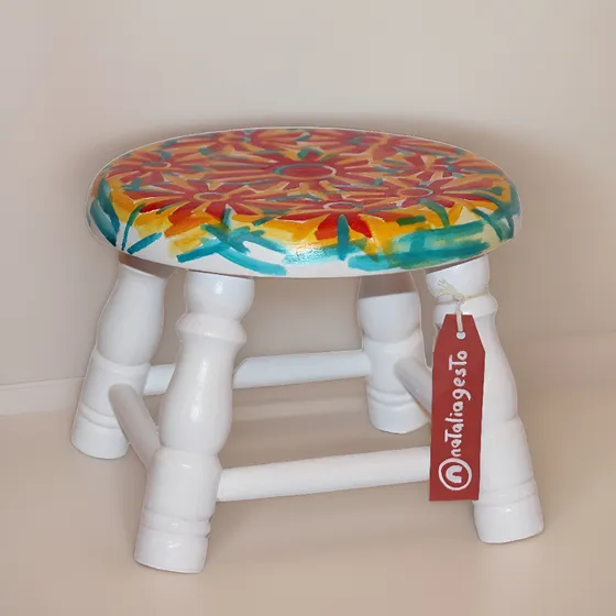 Banquito Banco Matero Madera Pintado A Tu Gusto