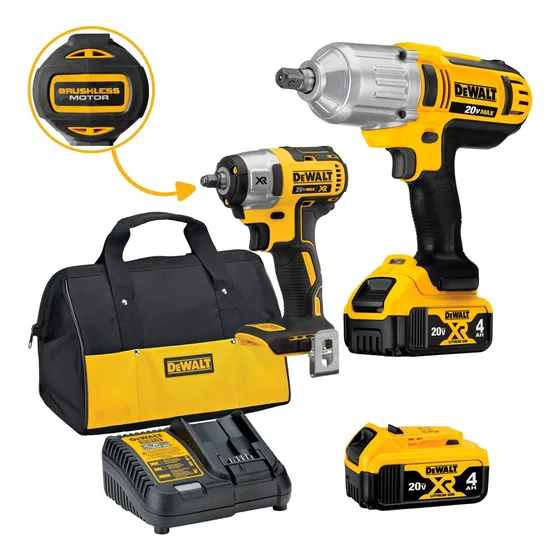 Llaves De Impacto 1/2 Y 3/8 20v Xr Brushless Combo Dewalt