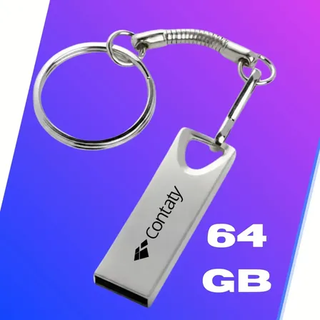 Pen Drive 64gb Mini Usb 2.0 Chaveiro Metalico Resistente Alta Velocidade Seguro Capacidade Ótima De Armazenamento Pc Notebook Contaty Cor Prateado