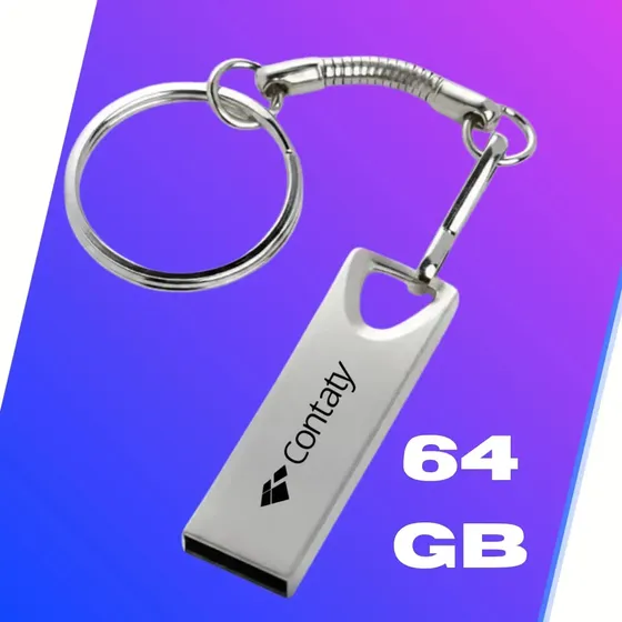 Pen Drive 64gb Mini Usb 2.0 Chaveiro Metalico Resistente Alta Velocidade Seguro Capacidade Ótima De Armazenamento Pc Notebook Contaty Cor Prateado