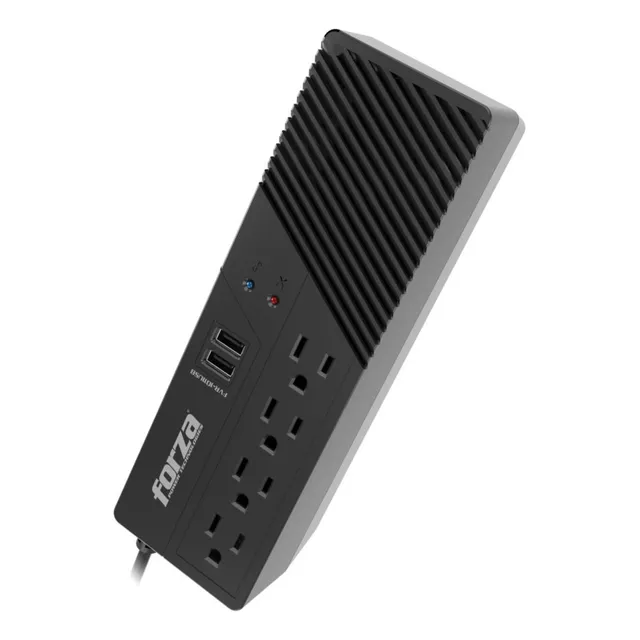Regulador De Voltaje Forza 1000va 500w 4 Tomas 2 Usb 120v Color Negro