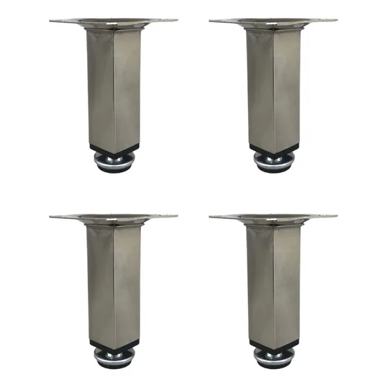 Pé Regulável Para Móveis Aço Inox Cromado Escovado 13cm 5 Pç