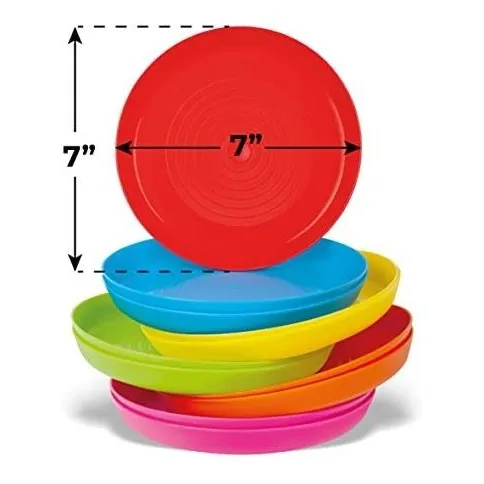 Juego 12 Plato Plastico Reutilizable Para Niño Apto Sin