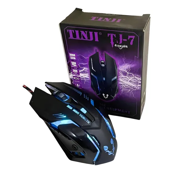 Mouse Gamer Tinji Tj-8 Optico 1600 Dpi Usb Led 6 Botones
