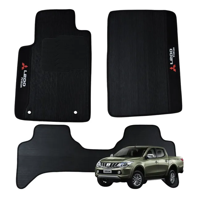 Jogo Tapete Borracha Pvc L200 Triton 2008 A 2022 Logo 5 Peça
