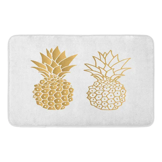 Alfombrilla Baño Diseño Piña Dorada Respaldo Antideslizante