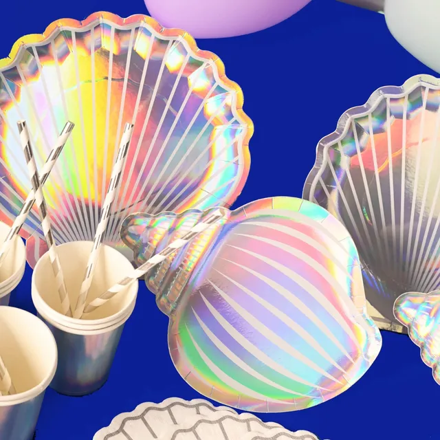 Set De Platos Para Fiesta Sirena Conchas De Mar