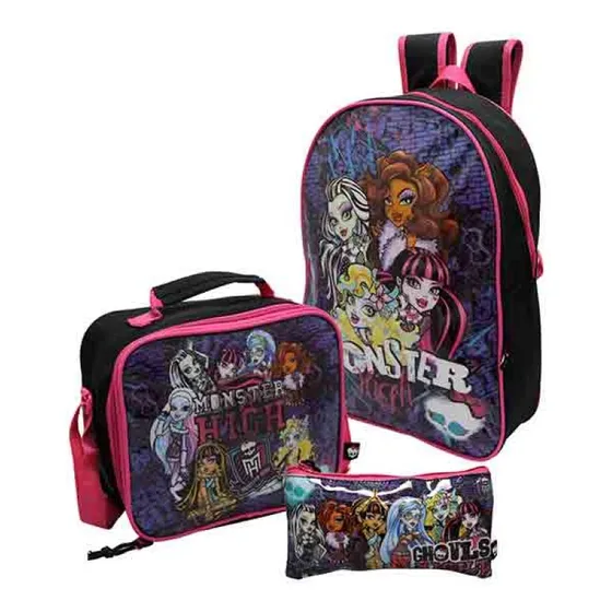 Combo Escolar Morral Cartuchera Y Lonchera Monster High Capi