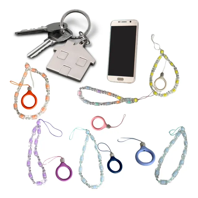 Kit Pulseira E Anel P/ Carregar Celular E Chaves C/ Strass