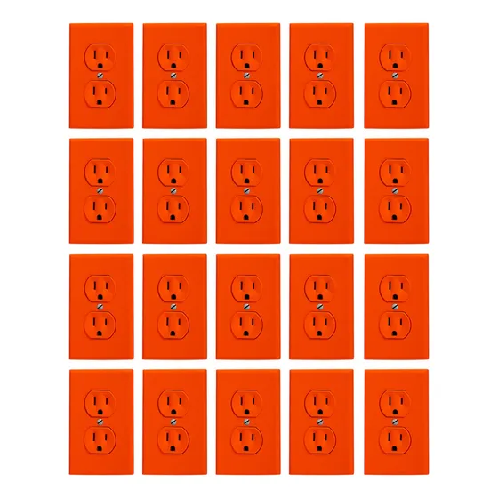 20 Contactos Dúplex Naranja Tierra Aislada 125v 15a Mayoreo