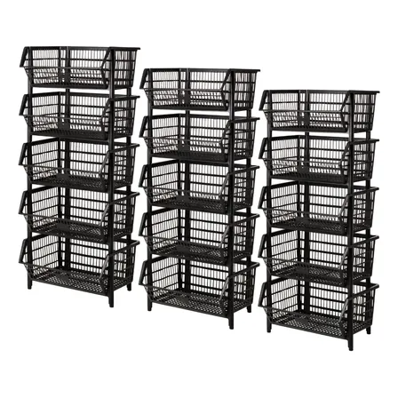 14 Cestos Organizador Plástico N3 58cm Empilhável 55 Litros Preto