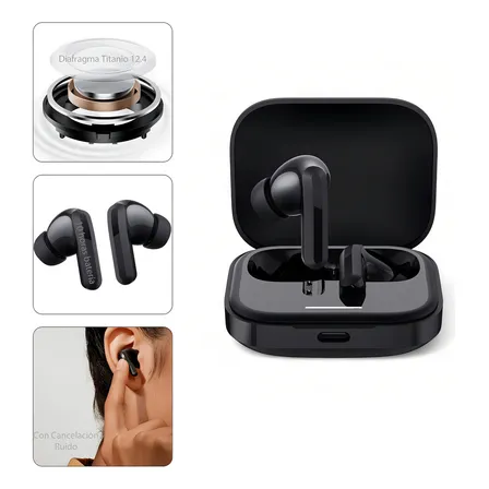 Xiaomi Audífonos Redmi Buds 5 Negro Bluetooth Earbuds Negro Modelo M2316-e1 Cancelacion De Ruido Basada En Ia Con Protección Ip54 Bluetooth 5.3 10 Metros De Rango