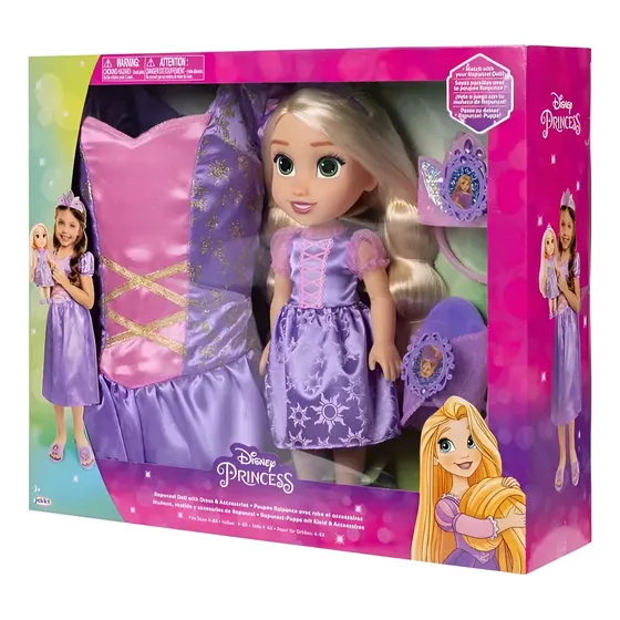 Boneca Princesa Rapunzel Fantasia Sapatos E Acessórios