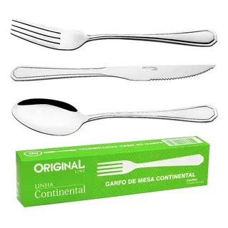 Jogo Garfo Faca Colher Inox 36 Peças Restaurante Bufffet Cor Cinza Jogo Garfo Faca Colher Inox 36 Peças Restaurante Bufffet Cor Cinza