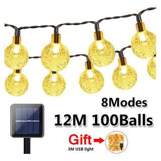 Guirnalda De Luces Solares Llevadas Impermeables De 12m, Bol Guirnalda De Luces Solares Llevadas Impermeables De 12m, Bol