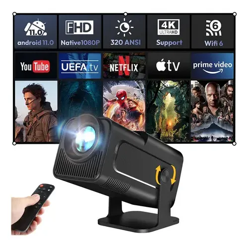 Projetor Hy320 2025 Wi-fi Smart Tv 4k Hd Tvbox Cor Preto