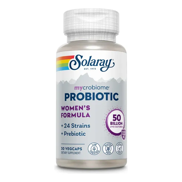 Probiótico Solaray para mujer, 50 mil millones de dólares, 24 cepas, sabor sin sabor