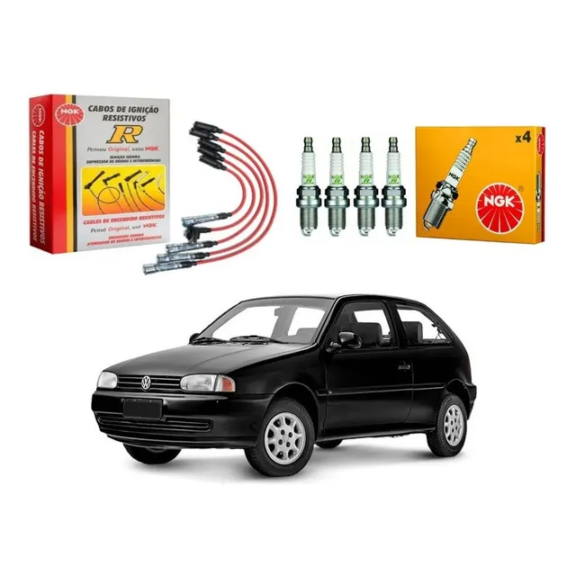 Jogo Cabos + Velas Ngk Motor Ap 1.6 1.8 Gol Quadrado