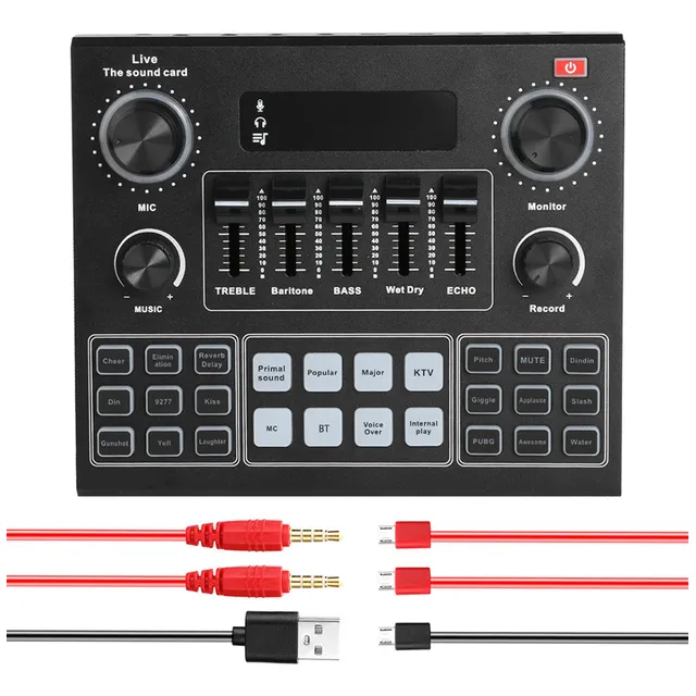Tarjeta De Sonido Y Mezclador V9: Efectos Para Grabación Y T