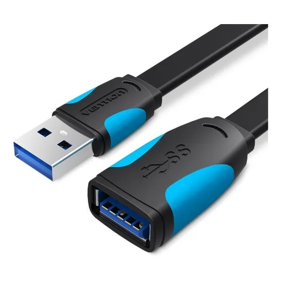 Cable Extensor Usb 3.0 Plano Vention Macho A Hembra 2 Metros 5 Gbps Alargue Prolongador Blindado Para Disco Rigido Carry Disk Impresora Teclado Mouse Pc Notebook Camara Vas-a13-b200
