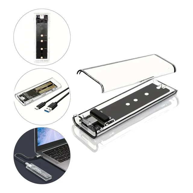 Case Cofre Externo Disco Ssd M.2 Sata Usb C A Usb 3.1 Color Transparente