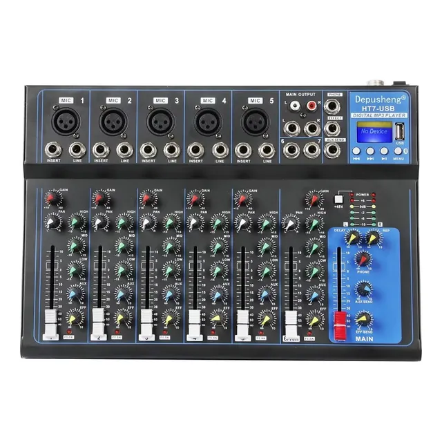 Mezcladora De Audio 7 Canales Con Usb Bluetooth Mixer Ht7
