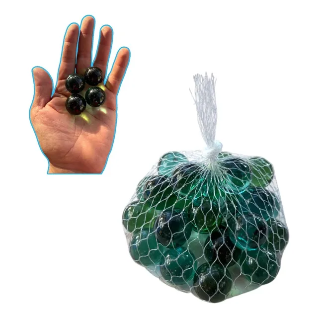 100 Canicas Bombochas Verde Transparente 20mm Vidrio