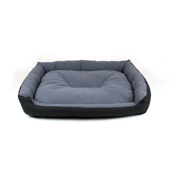 Cama Grande Para Perro Resistente Color Negro / Gris