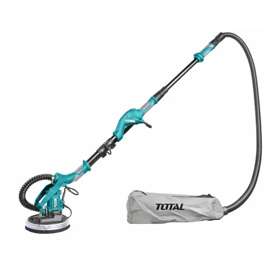 Lijadora De Yeso Total 1050w Industrial Techo O Paredes Mango Telescópico Hasta 165cm Diámetro 215mm Luz LED 360º Incluye Lijas Bolsa Recolectora De Polvo Y Bolso De Transporte TWS10501