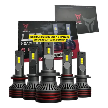 Kit Ultra Super Led 60.000 Lumens 6000k Alto Baixo E Milha