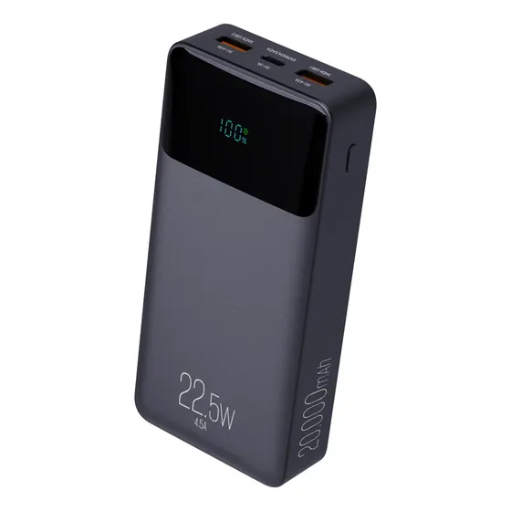 Power Bank Pro 20000mAH ELG PB200BK, Bateria Portátil Universal, Carga Rápida, Display Indicador, Entradas Micro USB e USB-C, 2 Portas USB-A, PD+QC3.0, Preto