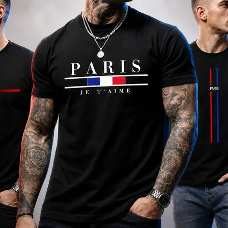 Kit 3 Camisetas Masculina Estampa Paris 100% Algodão Premium