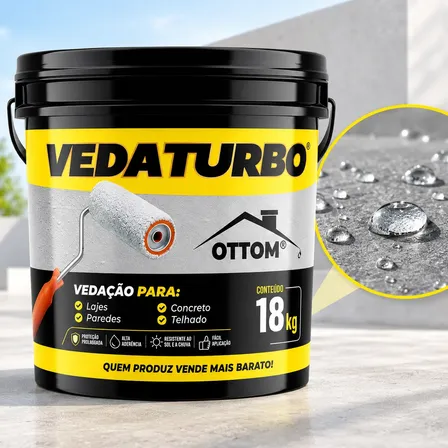 Tinta Emborrachada Vedaturbo Impermeável Cinza Claro Fosco