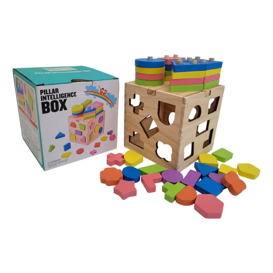 Cubo De Madera Didactico Montessori Encajable Para Niños