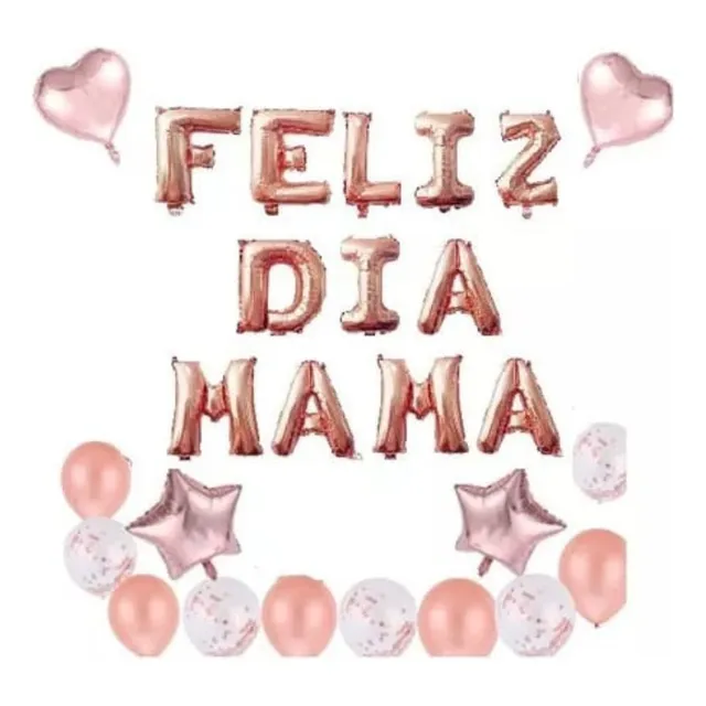 Decoración Día De La Madre Colores Oro Rosa