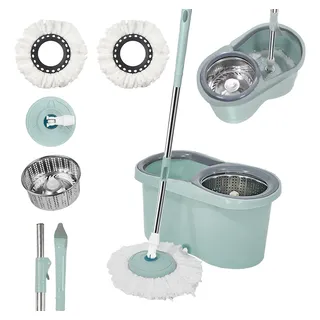 Mop GiratĂłrio 8l Rodinhas EsfregĂŁo 130cm Cesto Inox C/ Refil Mop GiratĂłrio 8l Rodinhas EsfregĂŁo 130cm Cesto Inox C/ Refil