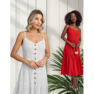 Kit 2 Vestido Feminino Longo Alcinha Viscose Soltinho Poa Kit 2 Vestido Feminino Longo Alcinha Viscose Soltinho Poa