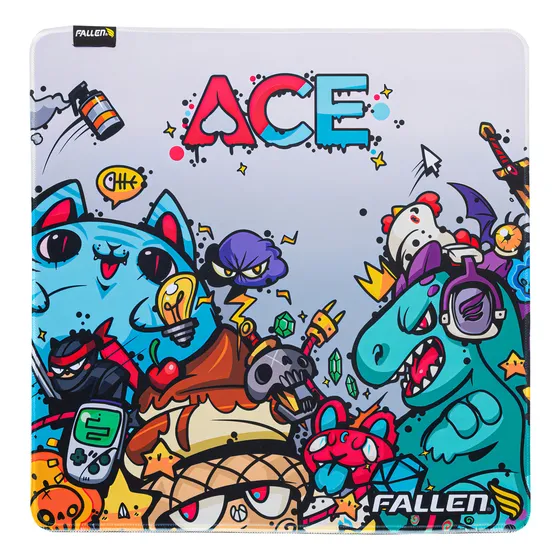 Mousepad Gamer Fallen Ace Speed++ Estampado Antiderrapante Borda Costurada Grande 45x45cm